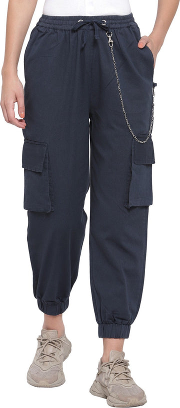 plusS Women Navy Blue Joggers