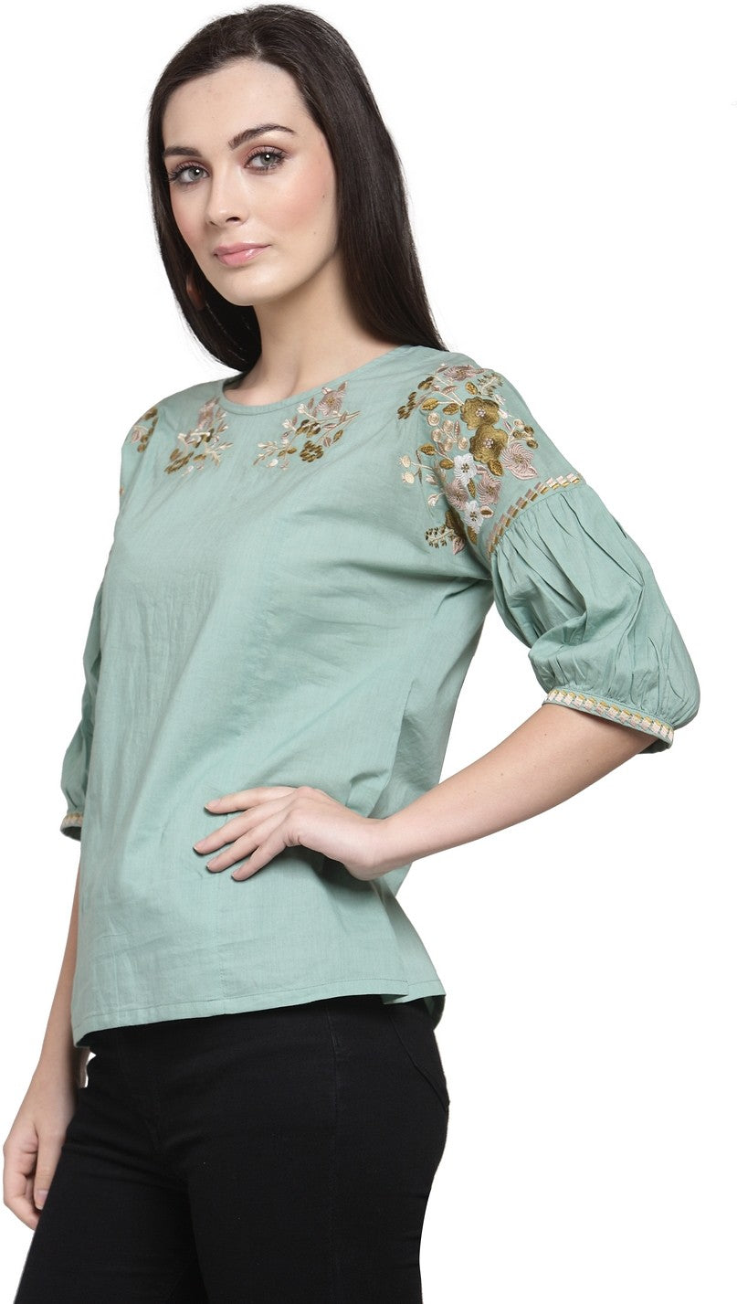 plusS Olive Green A-Line Top