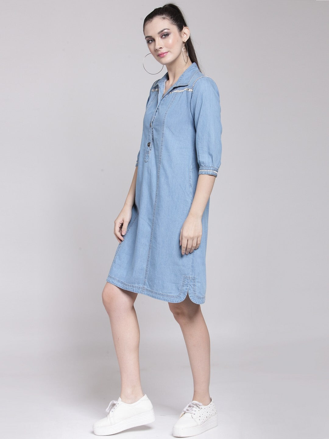 plusS Blue Denim A-Line Dress