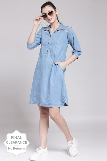 plusS Blue Denim A-Line Dress