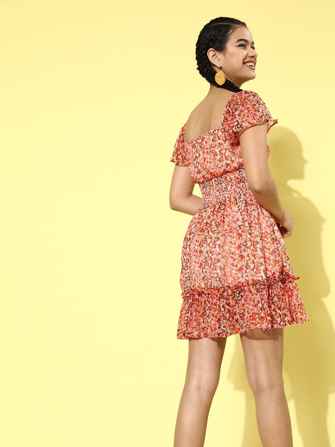 plusS Women Multicoloured Floral Print A-Line Dress
