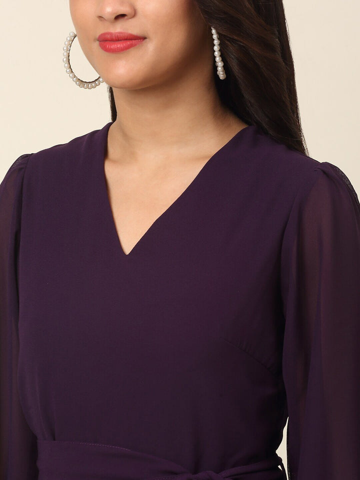 plusS Purple A-Line Midi Dress