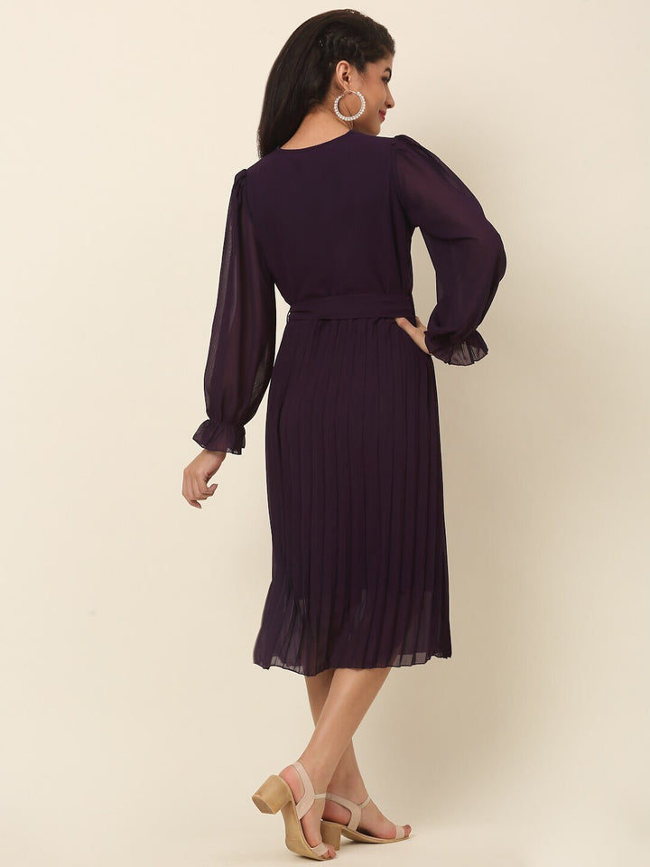 plusS Purple A-Line Midi Dress