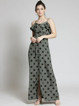 plusS Women Olive Green Printed Maxi Dress