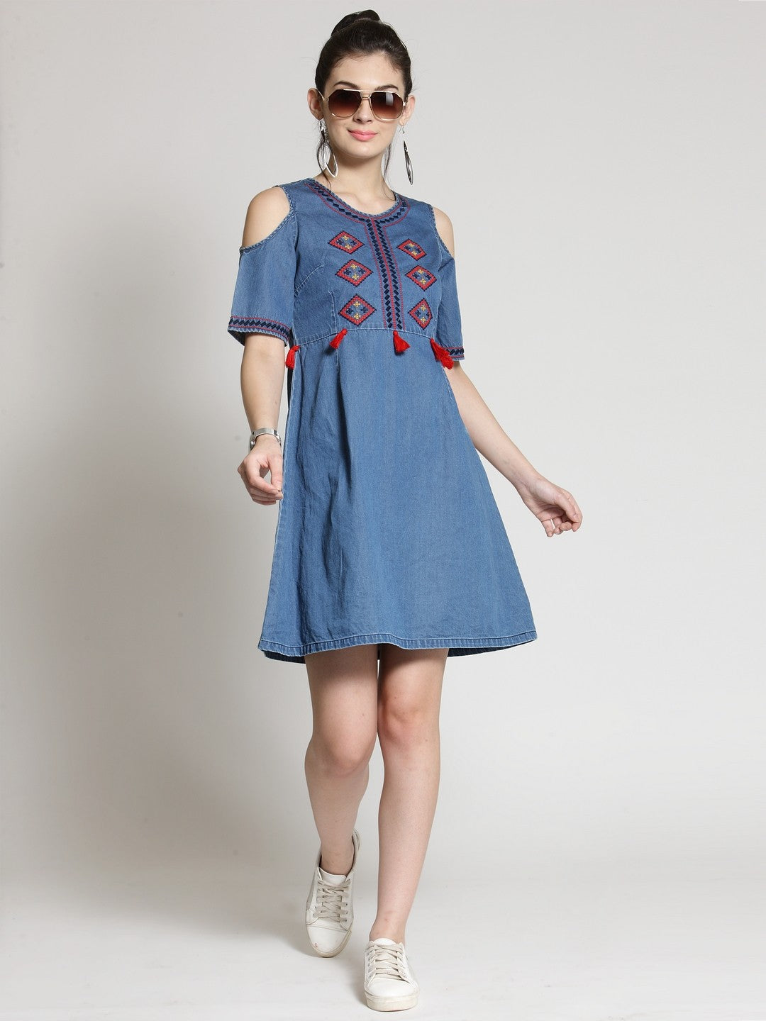 Women Fit and Flare Dress with belt