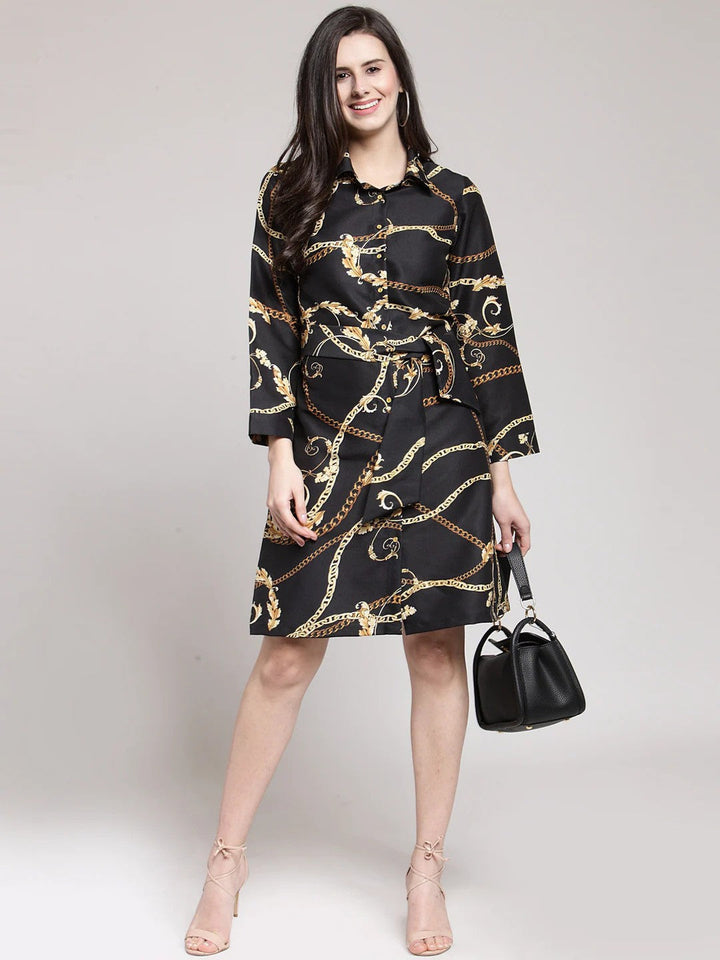 Black Printed Shirt Dress