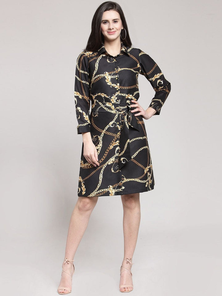 Black Printed Shirt Dress