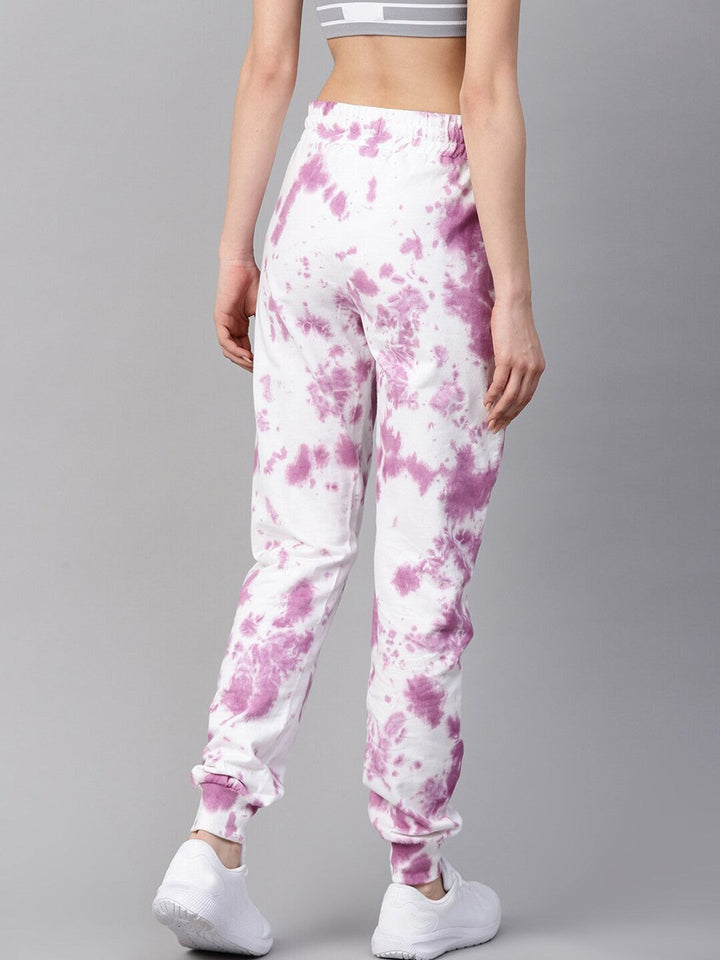 plusS Women White  Purple Dyed Cotton Straight fit Joggers