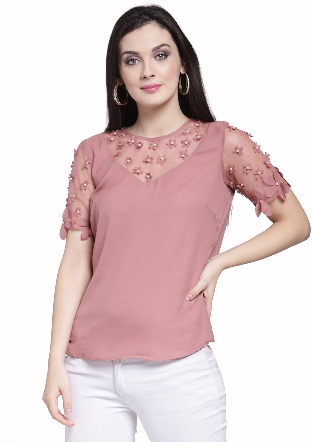 plusS Rose Embellished Top