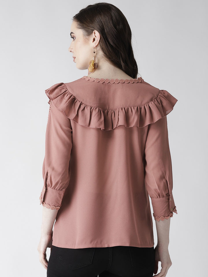 plusS   Pink Solid Shirt Style Top