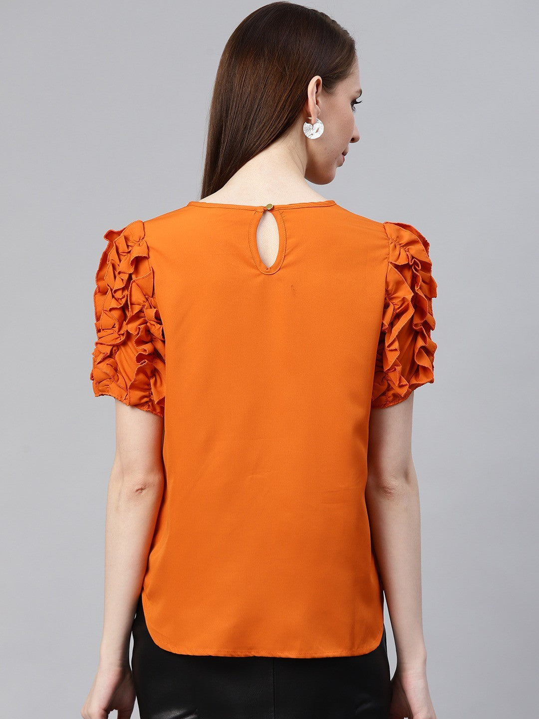 plusS Rust Orange Ruffled Top