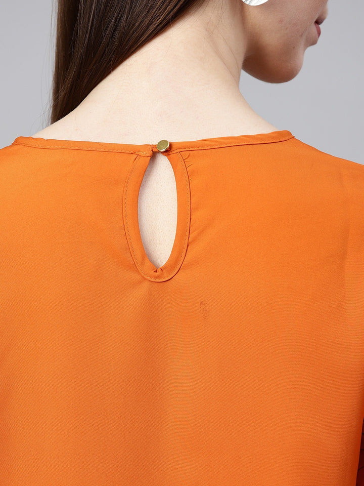 plusS Rust Orange Ruffled Top