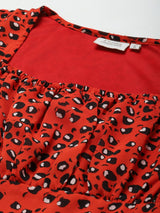 plusS Women Red  Black Animal Midi Dress