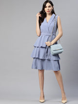 plusS Women Blue Solid  A-Line Dress