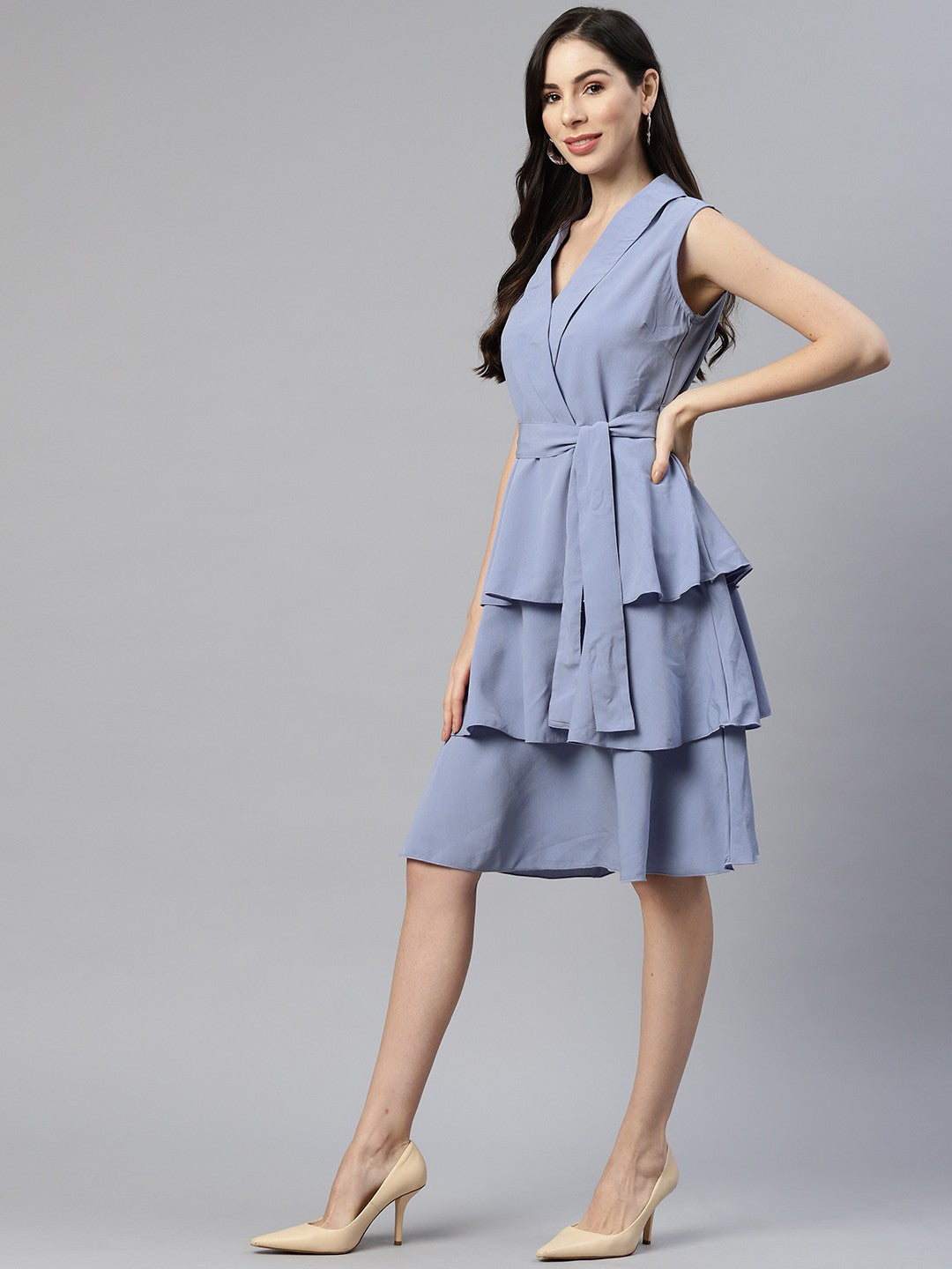 plusS Women Blue Solid  A-Line Dress