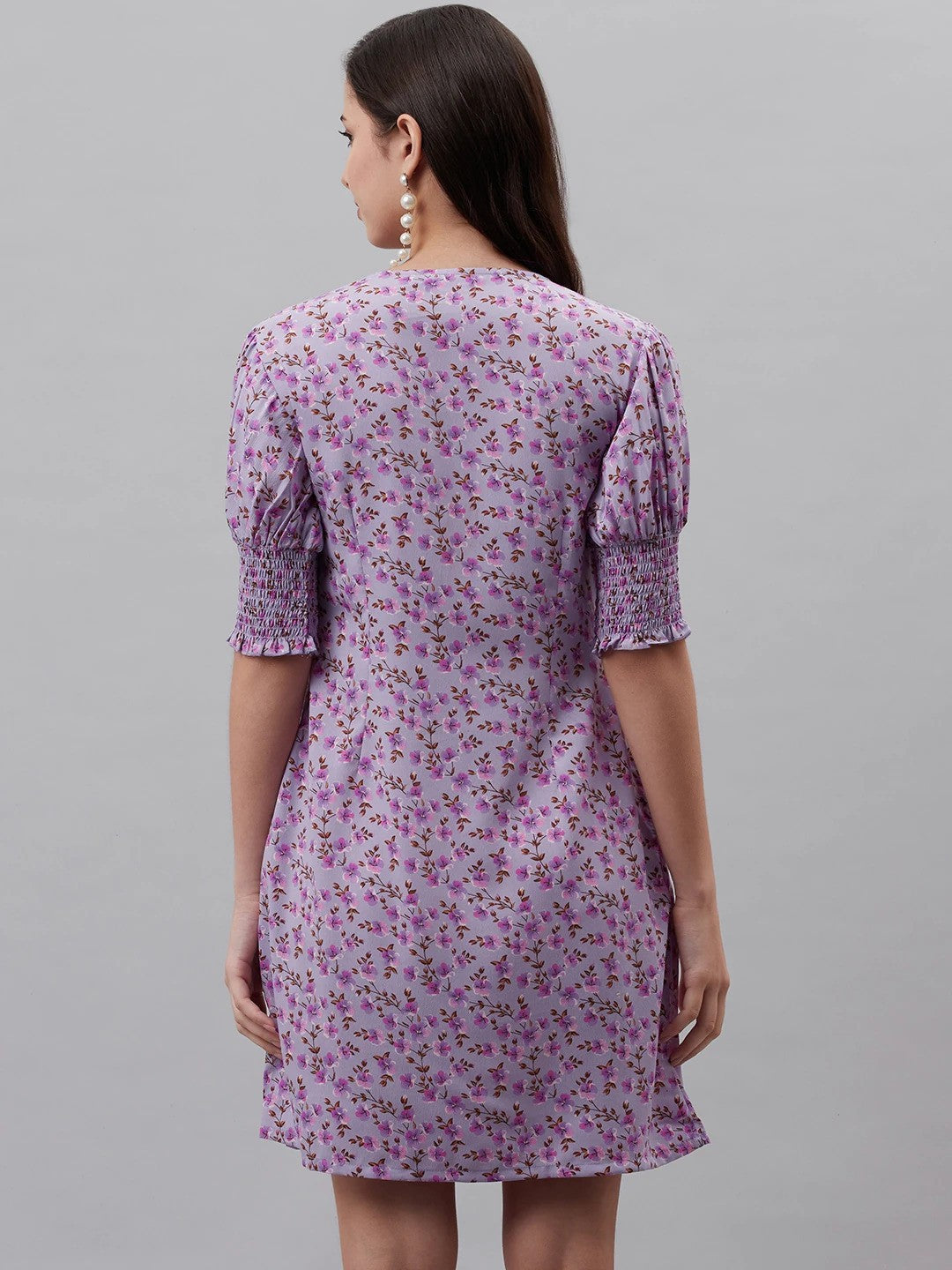 plusS Purple Floral Print A-Line Dress