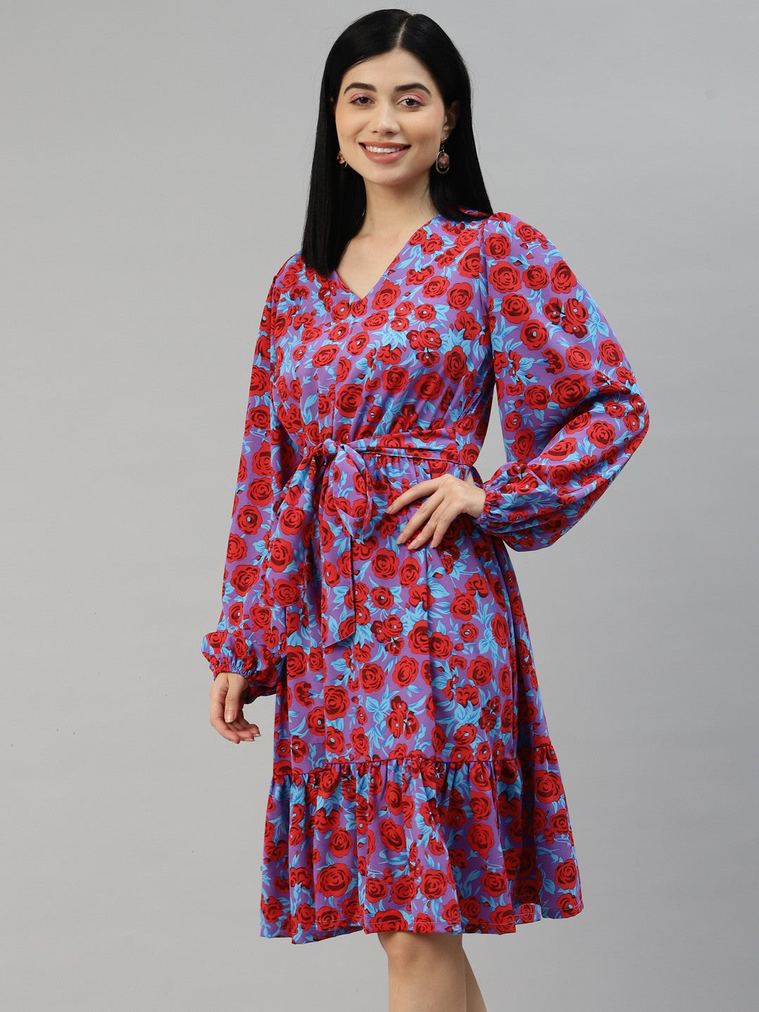 plusS Purple  Red Floral A-Line Dress