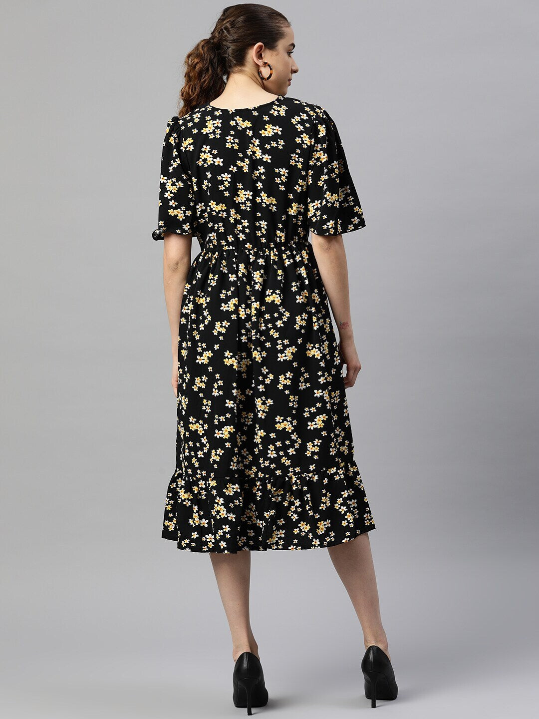 plusS Floral Print Fit  Flare Midi Dress