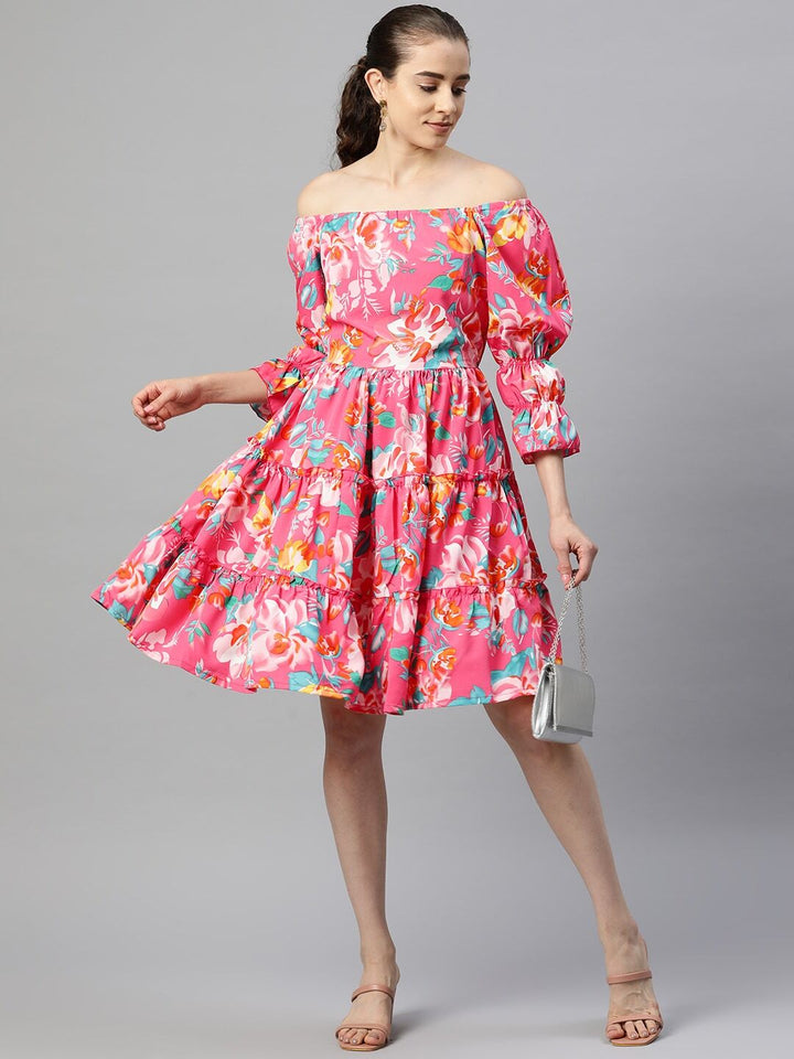 plusS Floral Print Fit  Flare Dress