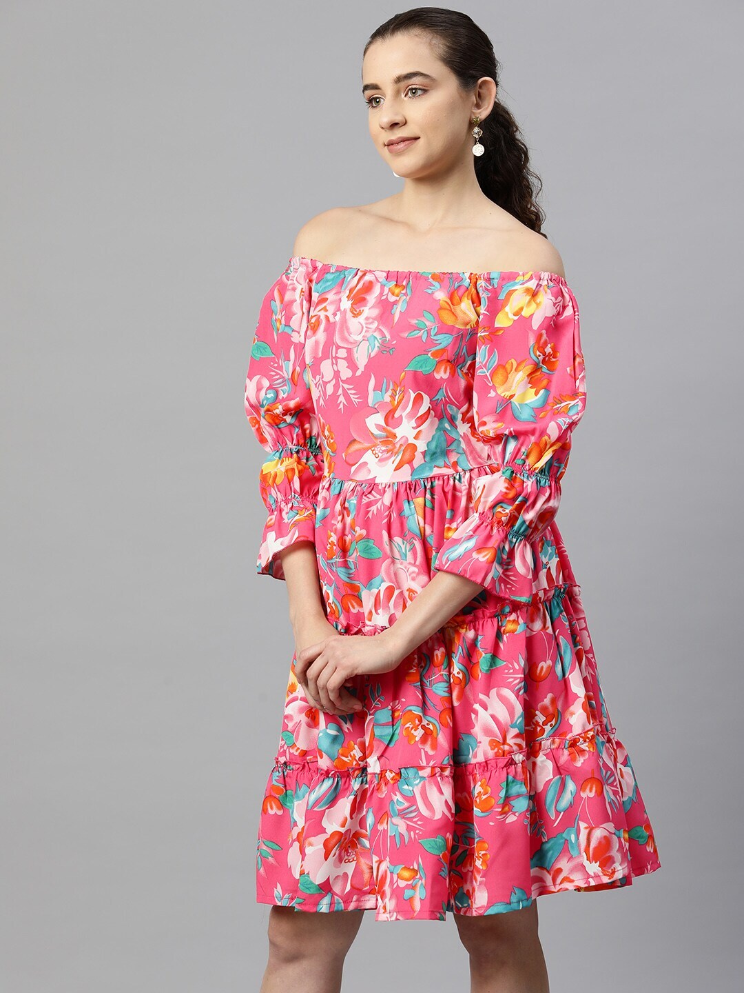 plusS Floral Print Fit  Flare Dress