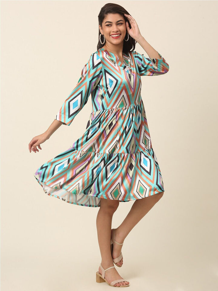 plusS Blue Print A-Line Dress