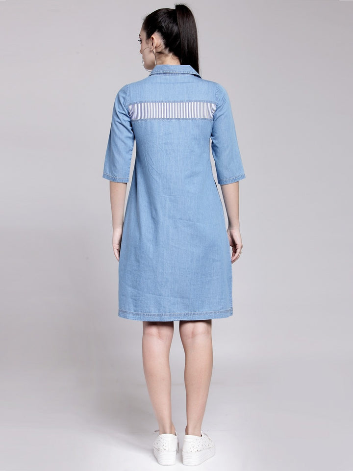 plusS Blue Embroidered Shirt Dress