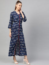 plusS Women Navy Blue  Off-White Conversational Printed Maxi Dress