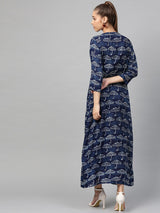 plusS Women Navy Blue  Off-White Conversational Printed Maxi Dress