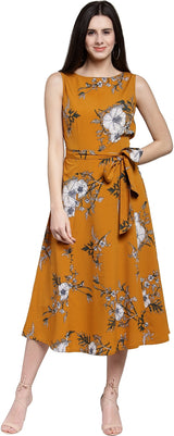 plusS Mustard Yellow Floral A-Line Maxi Dress