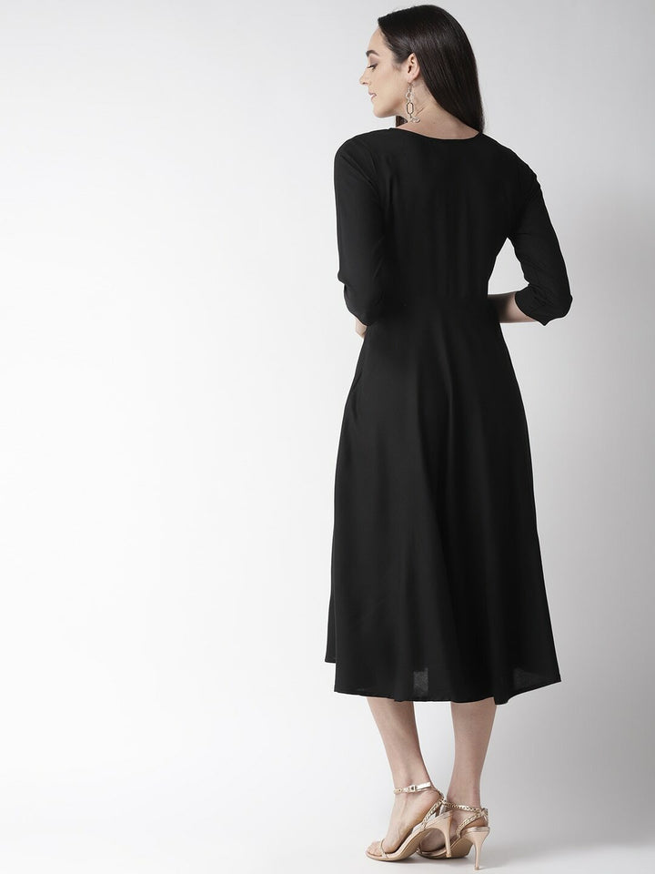 plusS Black Embroidered A-Line Dress