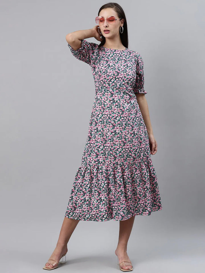 plusS Pink Floral Midi Dress