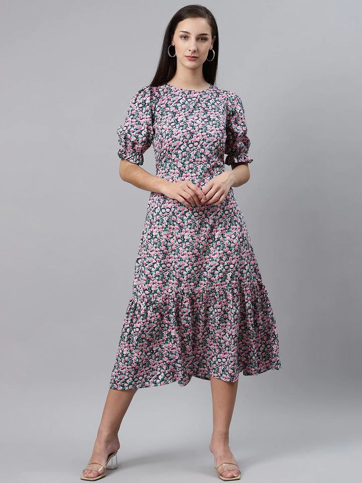 plusS Pink Floral Midi Dress