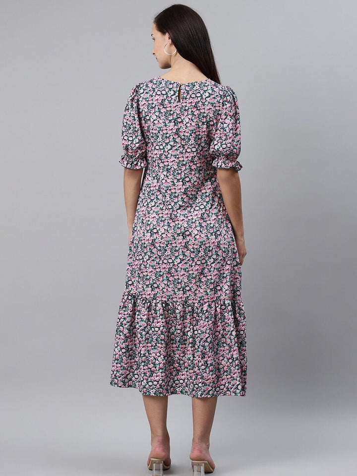 plusS Pink Floral Midi Dress