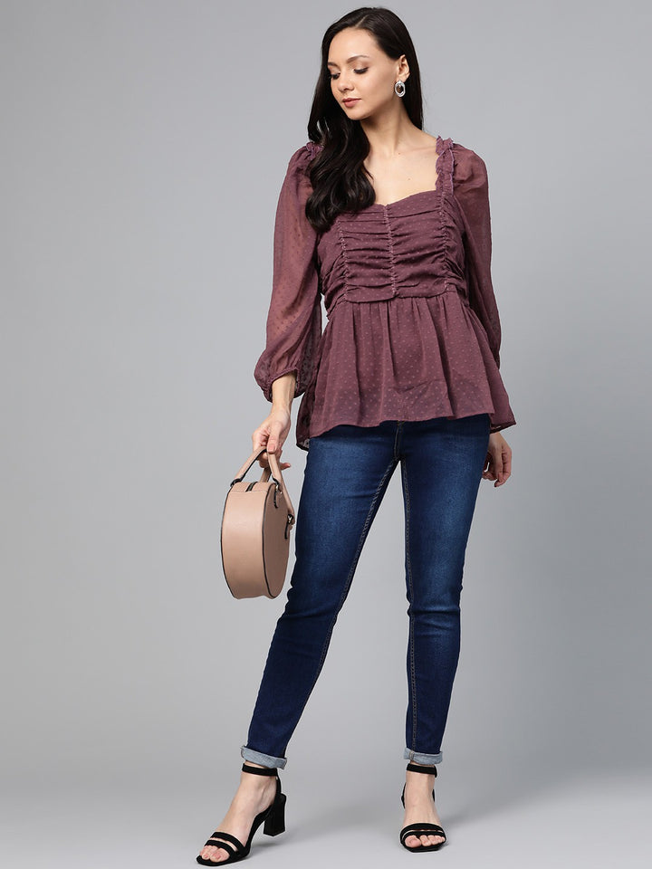 plusS Mauve Dobby Weave A-Line Top