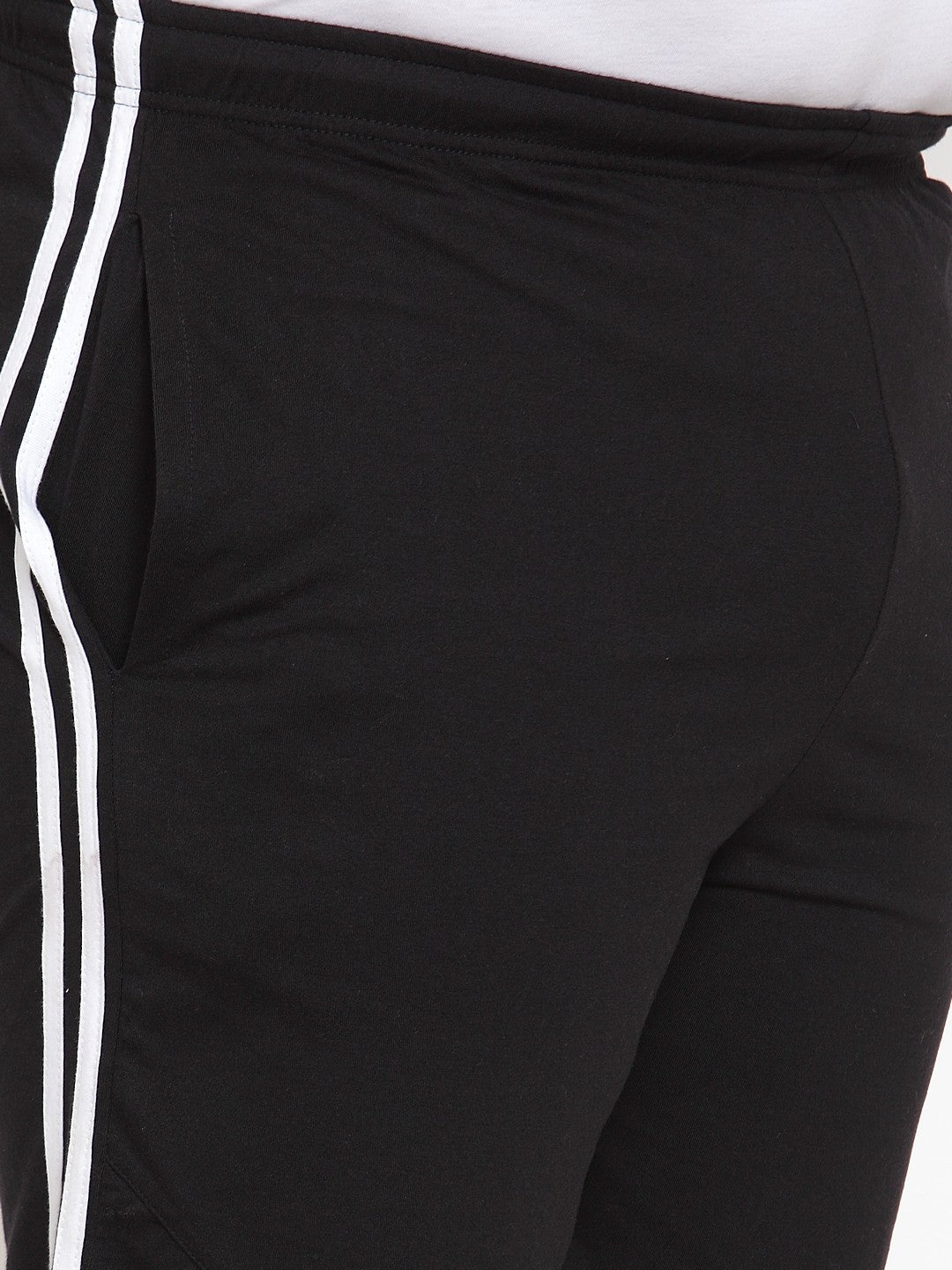 plusS Men Black Solid Regular Fit Sports Shorts