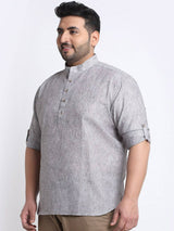 plusS Plus Size Mandarin Collar Straight Regular Cotton Kurta