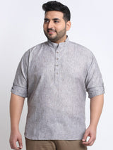 plusS Plus Size Mandarin Collar Straight Regular Cotton Kurta