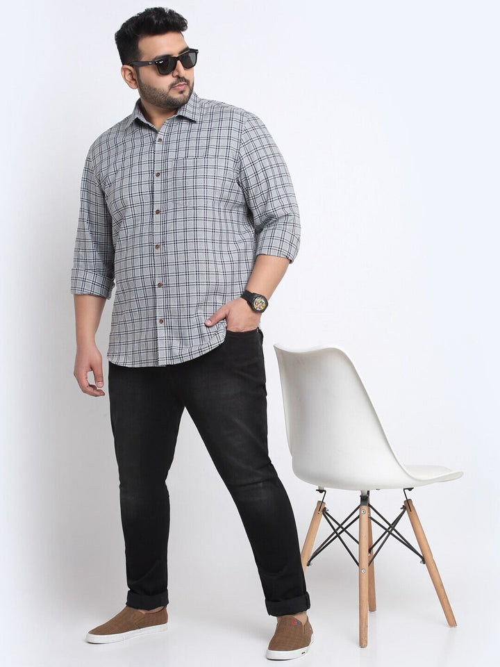 plusS Plus Size Checked Casual Shirt