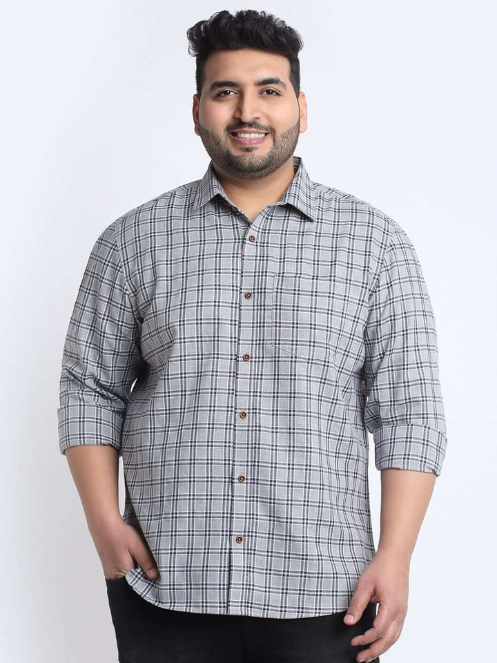 plusS Plus Size Checked Casual Shirt