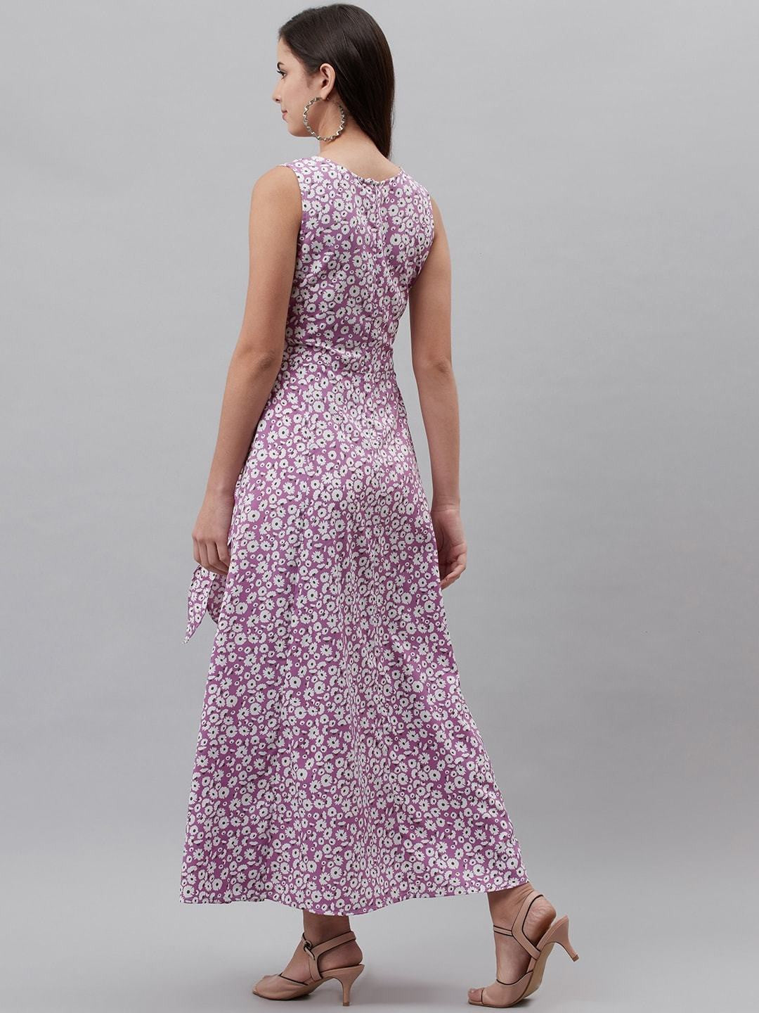 plusS Purple  White Floral Print Maxi Dress