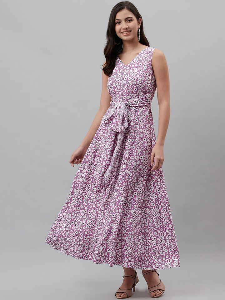 plusS Purple  White Floral Print Maxi Dress