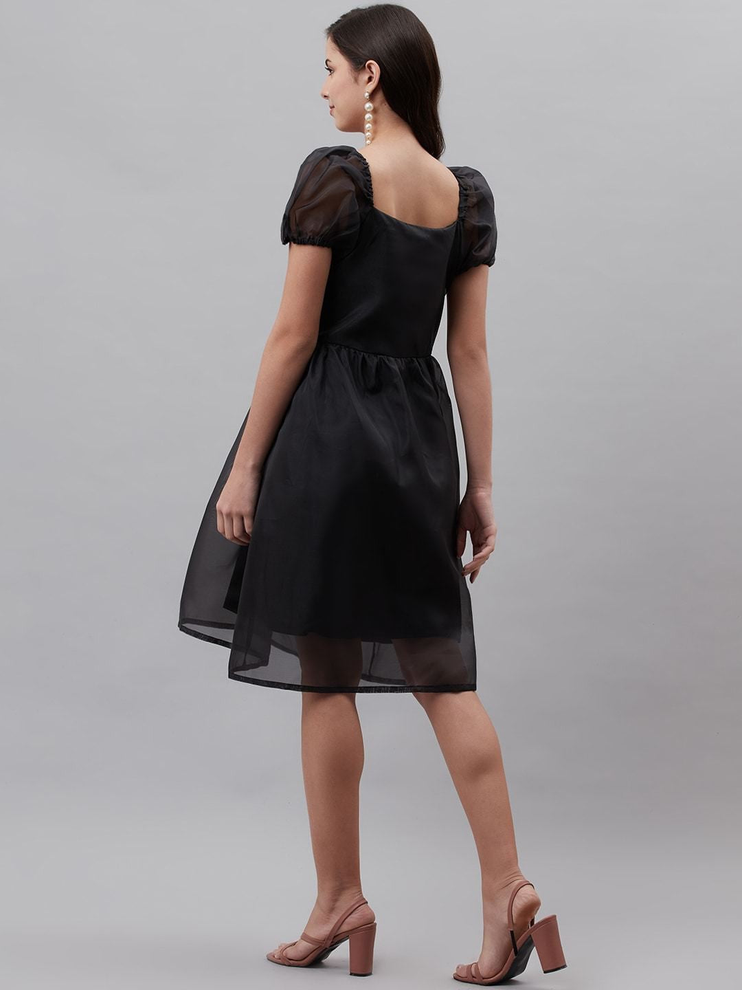 plusS Black Solid A-Line Dress