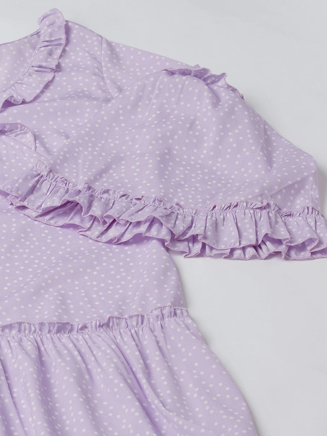 plusS Lavender Polka Dots Print A-Line Dress