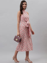 plusS Pink Floral Print A-Line Midi Dress
