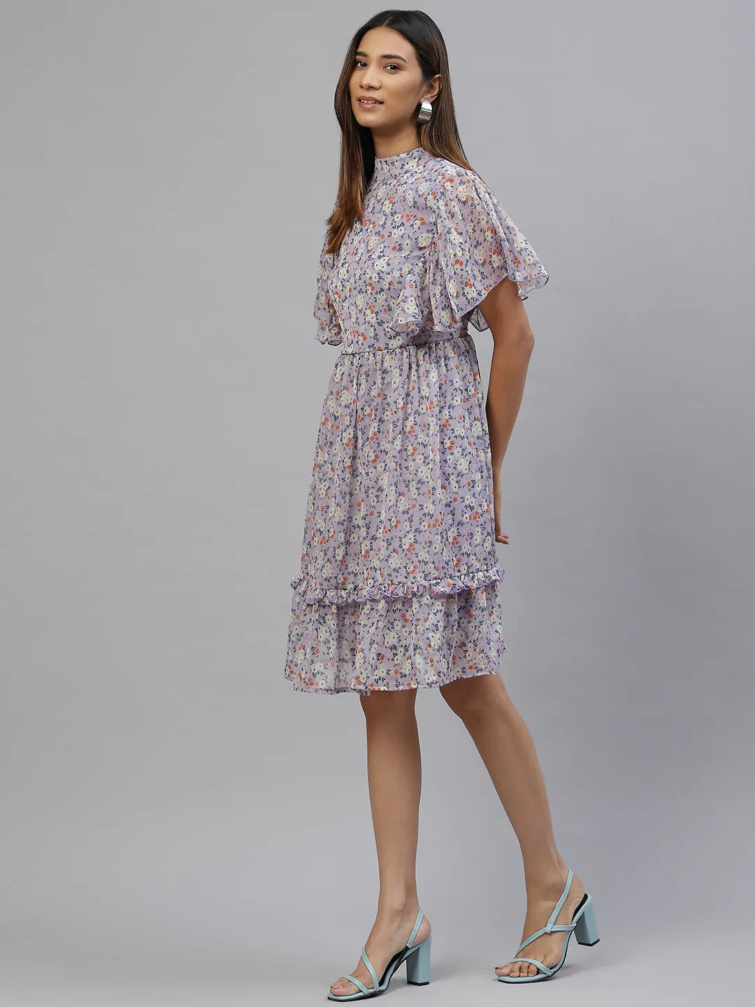 plusS Lavender  White Floral A-Line Dress