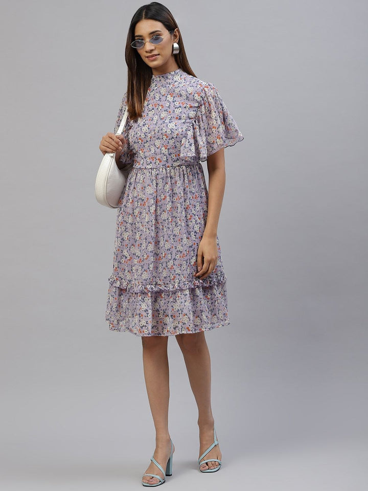 plusS Lavender  White Floral A-Line Dress