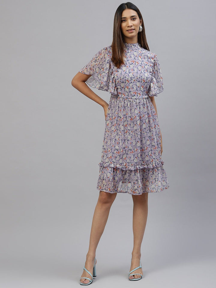 plusS Lavender  White Floral A-Line Dress