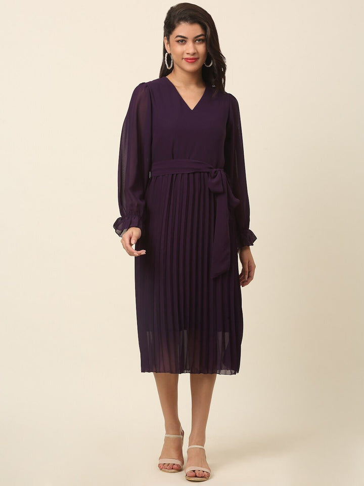 plusS Purple A-Line Midi Dress