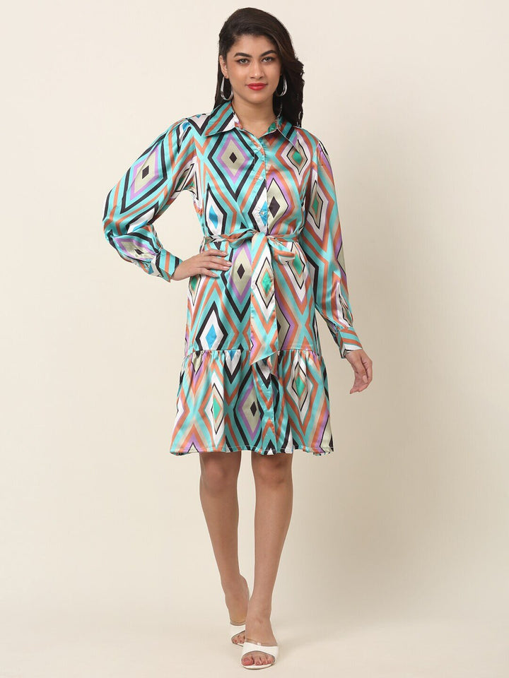 plusS Blue Print Shirt Dress