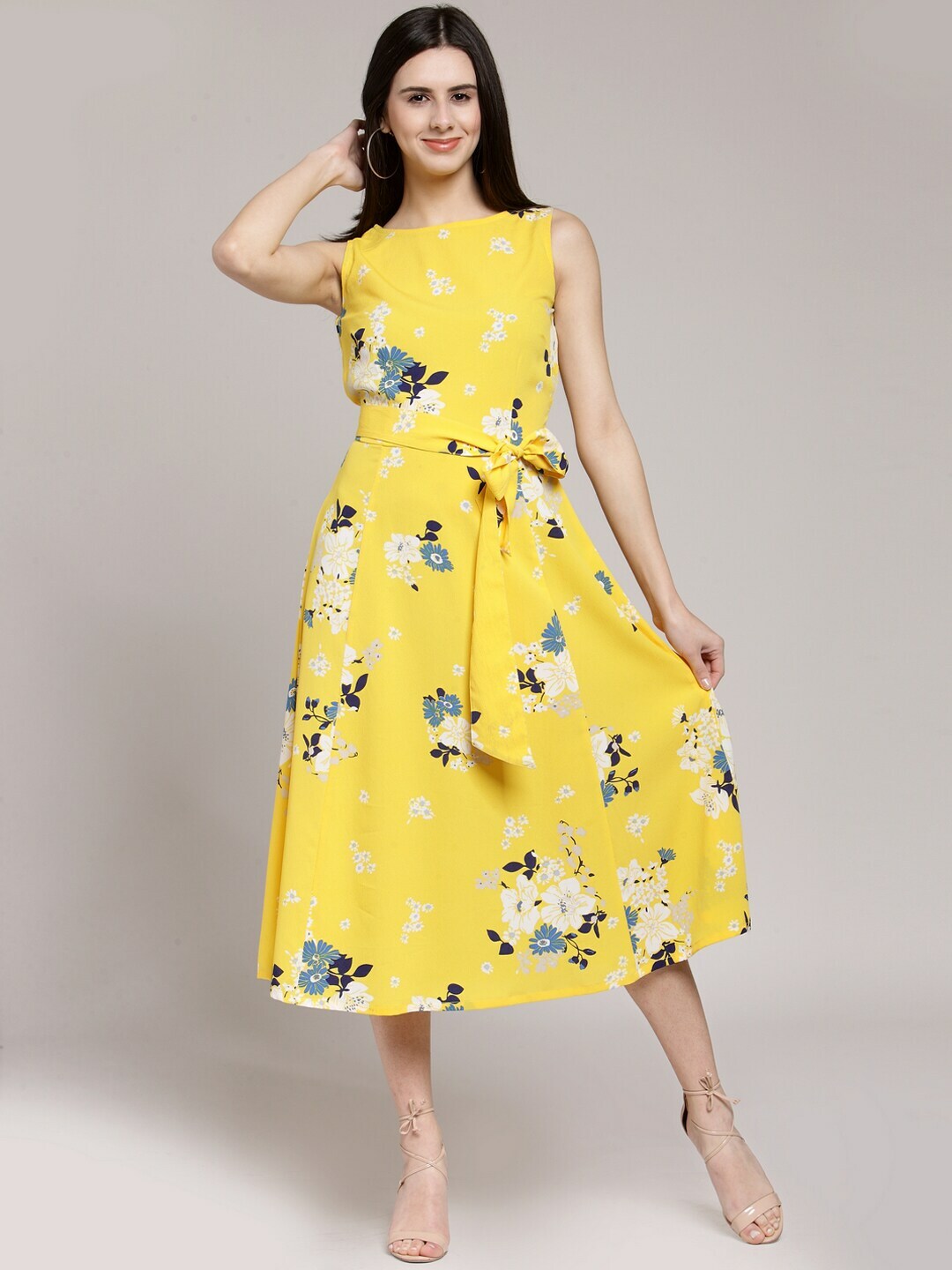 plusS Yellow  White Floral A-Line Maxi Dress